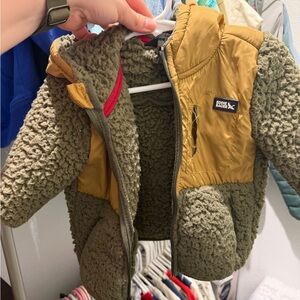 Eddie Bauer Olive and Mustard Sherpa Jacket